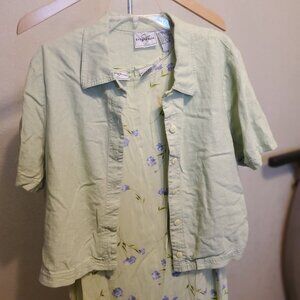 Vintage Studio Ease Green dress with purple flowers Sleeveless Maxi Dress with J